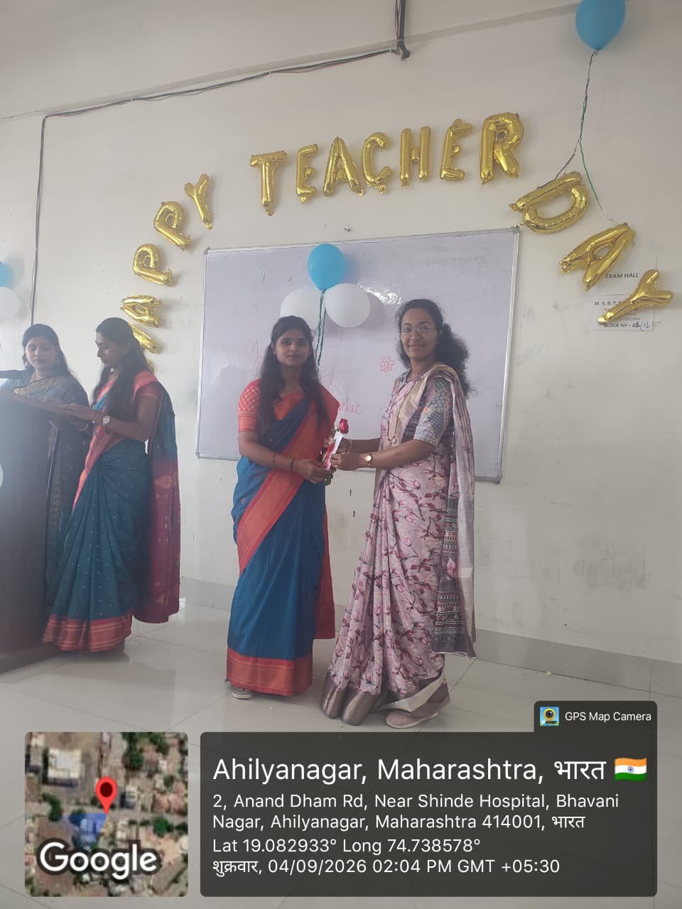 Students felicitating teachers as a token of gratitude and appreciation.