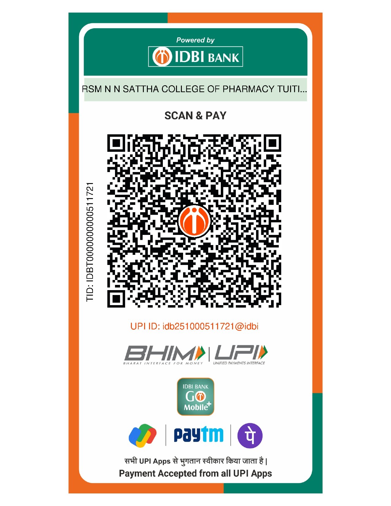 Payment for B.Pharm Tution Fee
