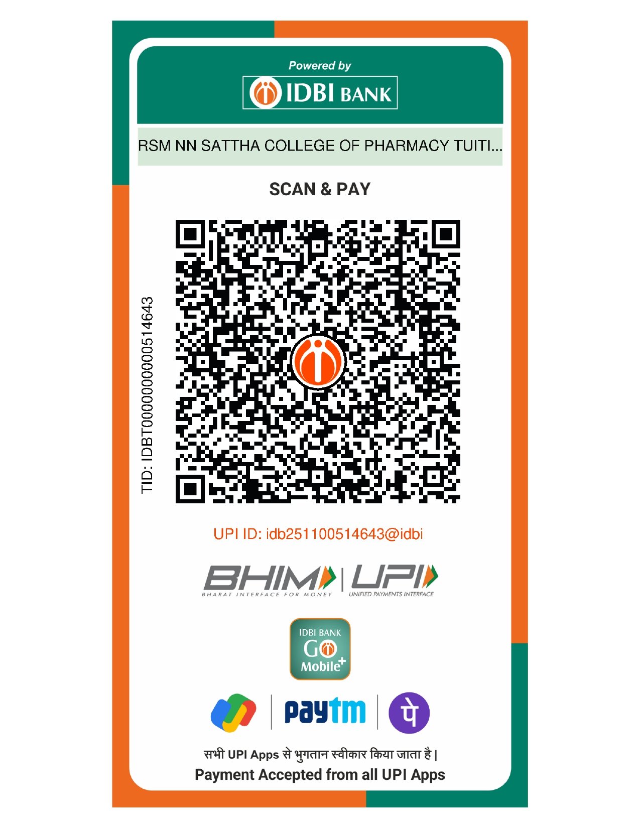 Payment for M.Pharm Tution Fee